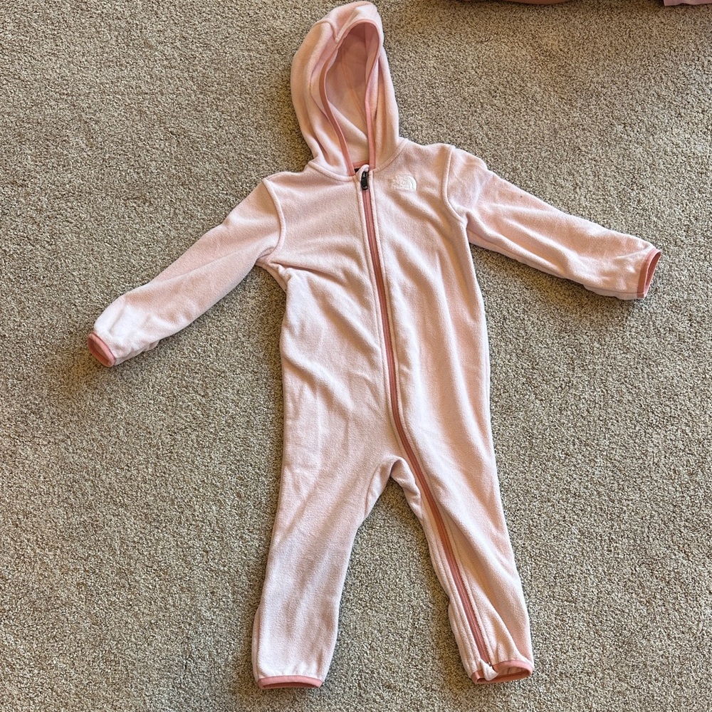 The North Face Kids Hooded Zip One-Piece - Light Pink